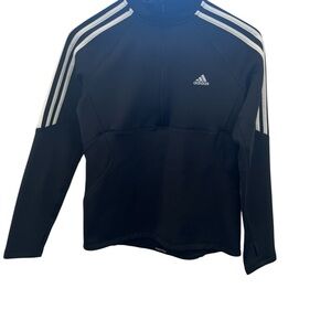 Adidas Women’s Sz S Response  1/4 Zip Pullover Jacket Black 3-Stripe Athletic